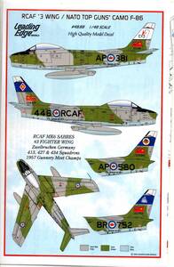 1/48 Leading Edge models リーディングエッジデカール LE-4868 RCAF ”３WING/NATO TOP GUNS” CAMO F-86