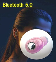 ワイヤレス Bluetooth 5.0 小型 ミニイヤホン ピンク 防水 インイヤー_画像1