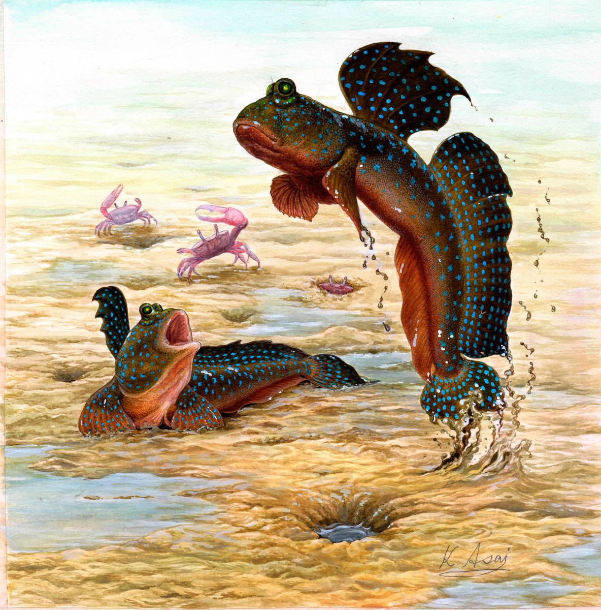 水彩微型生物画 六五郎真迹, 绘画, 水彩, 动物画