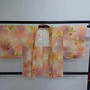 [ stone 317] feather woven woman kimono silk pink ..220310