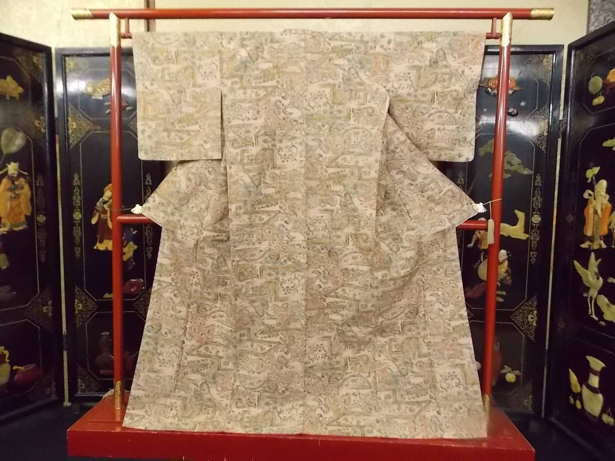 Kimono Konjaku 3430 春亚纺和服, 纯丝, 宽领, 春亚纺手绘染色后处理, 女士和服, 和服, 紬, 衣服, 其他的