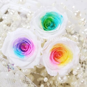 ホワイトパステルローズアソート 3輪 花材 プリザーブドフラワー