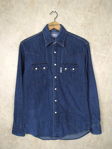 b lube Roo Denim western shirt 0 men's XS size degree (0)/ made in Japan / cotton / long sleeve /BLUE BLUE/ Hollywood Ranch Market 