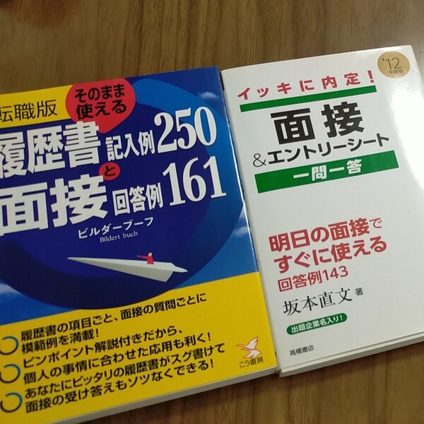 2冊セットそのまま使える履歴書記入例250と面接回答例161 転職版 ビルダーブーフイッキに内定!面接&エントリーシート一問一答