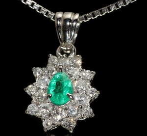  pendant head emerald 0.22ct diamond 0.36ct pt900 platinum 74902