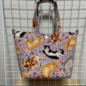 ハンドメイド ミニトートバッグ 猫柄