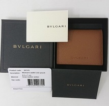 新品 未使用 ブルガリ 小銭入れ 財布 型押し小銭入れ コインポーチ BVLGARI 20370 アンバー キャメル ブラウン 茶_画像1