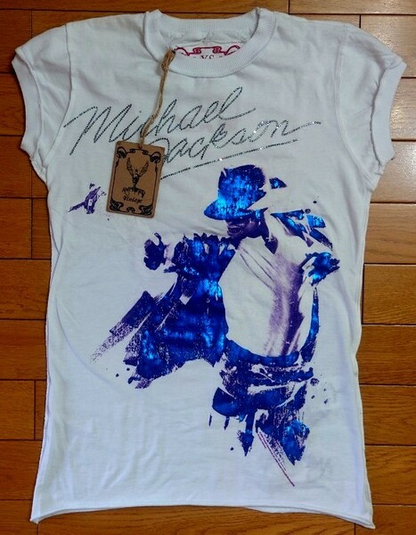 ★試着のみ・タグ付き★MICHAEL JACKSON M.J.& DIAMANTE Tシャツ レディースAmplified