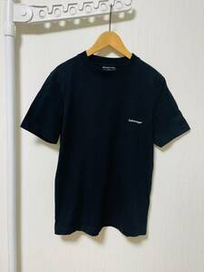 国内正規☆ [BALENCIAGA] 2017 ミニロゴ コットンカットソー 半袖Tシャツ XS 485978 ブラック バレンシアガ