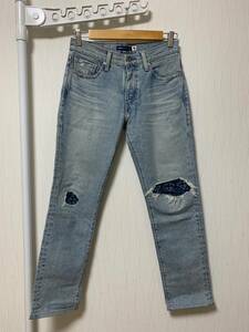 美品☆[LEVI'S MADE&CRAFTED] 20SS 511 slim リペア加工 スリムストレッチ インディゴ デニムパンツ W28 日本製 56497-0080