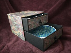 【未使用】龍峯窯　小物箱付豆皿5枚セット