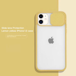 iPhone 12 Pro MAX スライドレンズ保護iPhoneケース イエロー スマホケース 即日発送