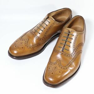 “極美品” Loake（ローク）L1ライン フルブローグシューズ UK8.5 F 3625ラスト ライトブラウン ウイングチップ 革靴 レザーシューズ