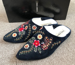 ◆DOLCE & GABBANA 激レア！ビーズ刺繍 バブーシュ BALTICO-42 ドルチェ＆ガッバーナ スリッポン ドルガバ