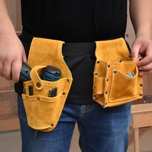 ■工具ポーチ 腰袋 収納 工具差し DIY 建築 作業道具ツール 牛革 ウエストポーチ