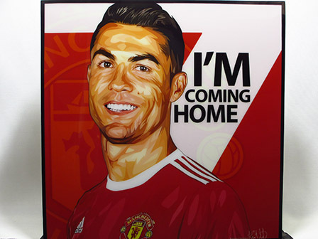 [Nouveau n° 353] Panneau Pop Art Cristiano Ronaldo Football, Ouvrages d'art, Peinture, Portraits