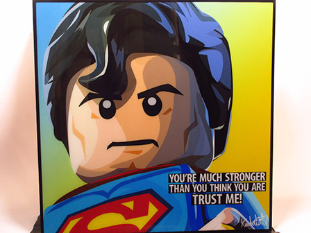[Nouveau n°393] Panneau Pop Art LEGO Superman, Ouvrages d'art, Peinture, Portraits