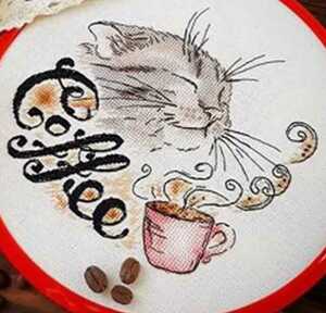 クロスステッチキット 猫とコーヒータイム coffee 刺繍キット 初級 初心者 スターター