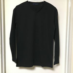 ◆【未使用】junhashimoto nano・univers ジュンハシモト・ナノユニバース / JHロールＶネックロングスリーブTee / ブラックS size