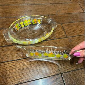 アンティーク レトロ ビンテージ　ガラス製　グラタン皿3皿セット
