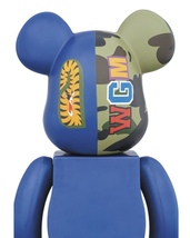 新品 未開封 A BATHING APE BAPE 1st CAMO SHARK BE@RBRICK 400％ NAVY ベアブリック エイプ ベイプ シャーク ネイビー MEDICOM TOY_画像2