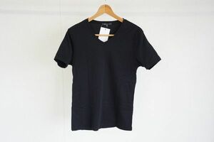 クリックポスト可【即決】theory セオリー メンズ 半袖VネックTシャツ 無地T トップス 黒 サイズ:36【631529】