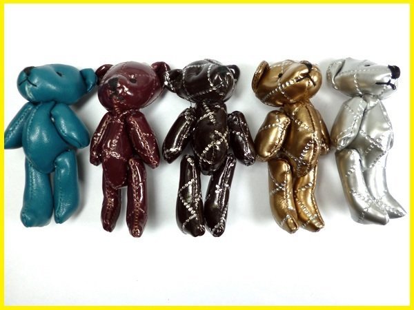 Deco parts with strap Leather bear (53) Set of 5 Handmade Mail delivery/13, strap, general, others