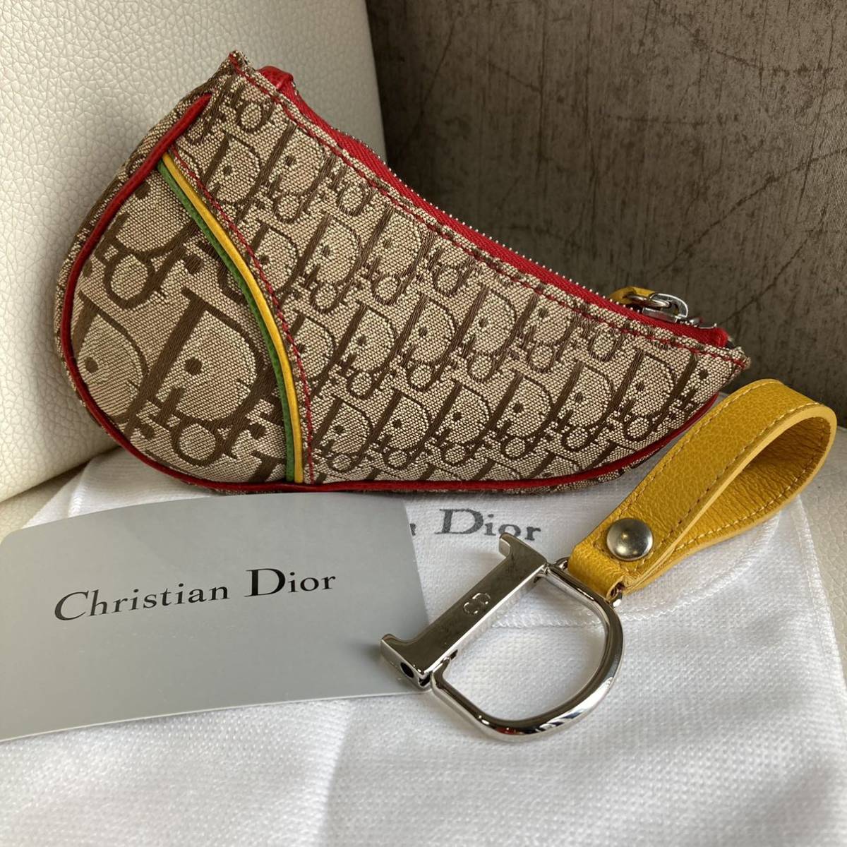 【極美品】Diorクリスチャンディオール　トロッター柄　メタルロゴ　コインケース 折り財布 超美品の