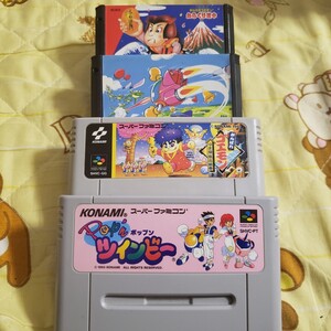 【動作確認済】KONAMI ツインビー&ゴエモン4作品セット! FC&SFC版