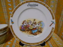 ♪ディズニーユーズド白雪姫七人の小人陶器製ご飯茶碗カフィオレボウル４個＆プレートお皿２種４枚セットこびと_画像4