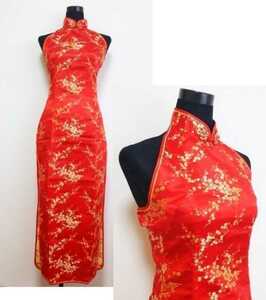 XXL China dress long ..* plum pattern * red red / cosplay tea ina clothes 