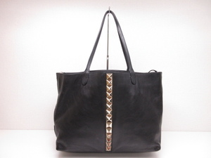 ■ Super beautiful goods [VALENTINO GARAVANI] Studs line grain leather tote bag (ladies) Black ◇ 5HT1147 ◇, cormorant, Valentino, for women