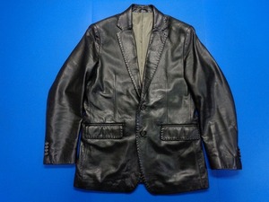 10904■美品 最高級 LICORICE リコリス 羊革 レザー テーラード ジャケット 黒 サイズ M ラム