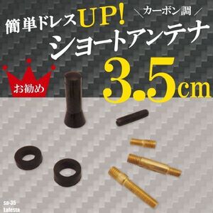 簡単取り付け ショートアンテナ 3.5cm カーボン仕様 日産 ニッサン ラフェスタ 汎用 車 黒 ブラック NISSAN 受信 カーボン調