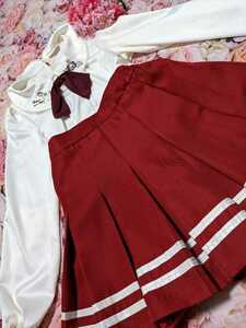  red * white * taping attaching * Cheer girl * largish *gya The -* skirt *