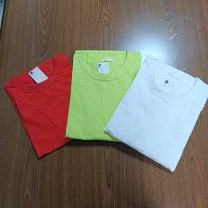 新品未使用　GU　無地Tシャツ　３枚セットまとめ売り　M　白黄色オレンジ　綿１００％