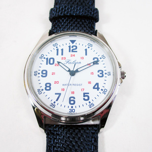 送料無料メール便 シチズン ファルコン 腕時計 日本製ムーブメント ナイロン/革ベルト ネイビー/白 QB38-314 メンズ 紳士
