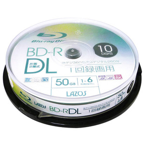 送料無料 BD-R DL ブルーレイ２層式 録画用 ビデオ用10枚組 50GB 6倍速対応 Lazos L-BDL10P/2686ｘ３個セット/卸