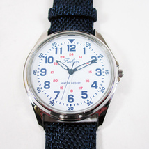 同梱可能 シチズン ファルコン 腕時計 日本製ムーブメント ナイロン/革ベルト ネイビー/白 QB38-314 メンズ 紳士_画像1