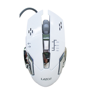 送料無料 有線ゲーミングマウス 6ボタン 全ボタン設定可能 LAZOS ホワイト L-MSG6-W/5977ｘ２台セット/卸