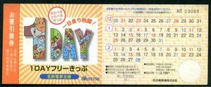 乗車券　１DAYフリーきっぷ　名古屋鉄道　平成９年１２月２０日年　庚午