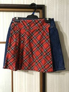 タータンチェック柄　スカート　サイズ150cm位　デニム　巻きスカート　女児　子供服