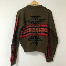 (k)80's 80年代 PENDLETON ペンドルトン USA製 ネイティブ ジョセフ ニットセーター Lサイズ オリーブ ウール_画像2