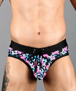 即決新品 7757-Dfla S-アンドリュー クリスチャン Andrew Christian Disco Flamingo Bikini スイムビキニブリーフ 現品表記サイズ S