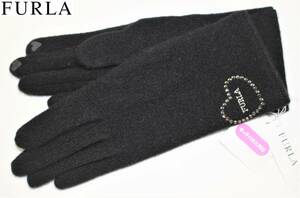 FR-9 new goods genuine article prompt decision smart phone correspondence gloves Furla FURLA famous brand touch panel correspondence lady's glove black black Kirakira 