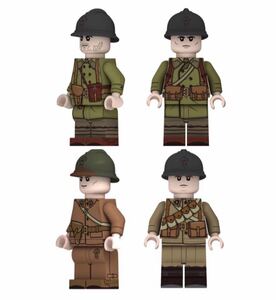 翌日発送　4体　フランス軍　第二次世界大戦　軍人　兵士　ミニフィグ LEGO 互換 ブロック ミニフィギュア レゴ 互換 q