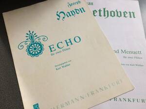 ♪♪2台フルート・楽譜/ヴェートーベン アレグロとメヌエット ハイドン Echo 【ZIMMERMANN 】フルート二重奏 二冊セット♪♪