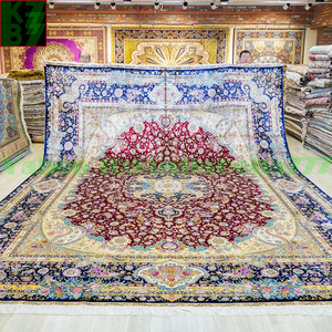 Art hand Auction 【贅沢敷物】ペルシャ 絨毯 シルク★370x460cm 100% ハンドメイド カーペット ラグ 住まい インテリア 応接間 リビング 高級 装飾 X65, 家具, インテリア, カーペット, ラグ, マット, カーペット一般