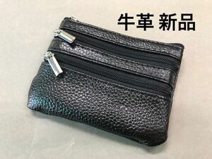 ☆【即決・激安】そこそこ大判 上質革☆シュリンク加工☆小銭入れコインケース ミニ財布 黒