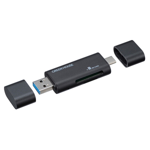 送料無料 カードリーダー/ライター スマホ パソコン USB Type-C +USB Type A グリーンハウス GH-CRACA-BK/8869ｘ２台セット/卸